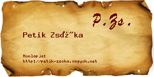 Petik Zsóka névjegykártya